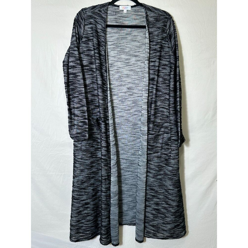 Lularoe Women's Black/Gray/White Marled Open Duster With Pockets Size M Stretch
